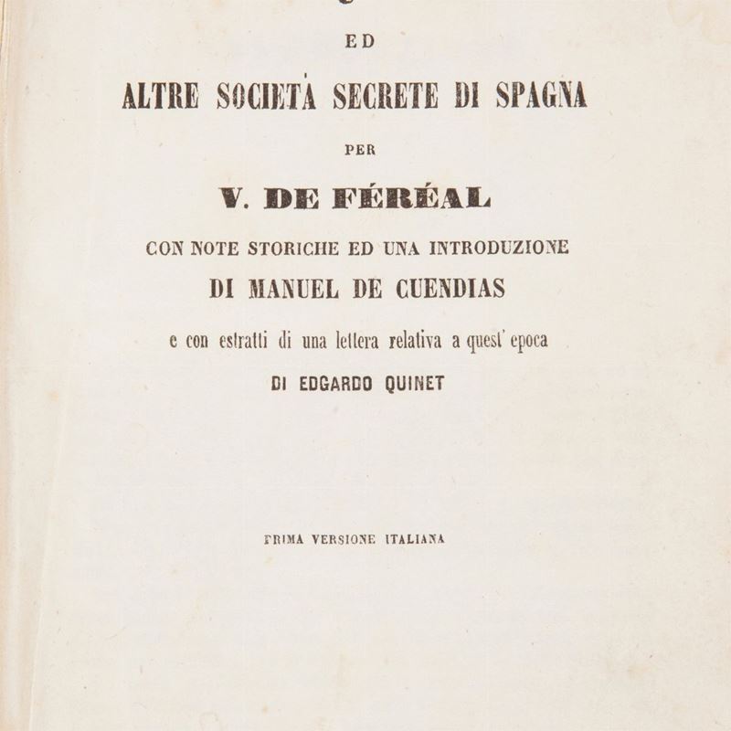 V. De Fereal - Misteri Dell'inquisizione e Altre Società Secrete di Spagna. con Note Storiche ed ...