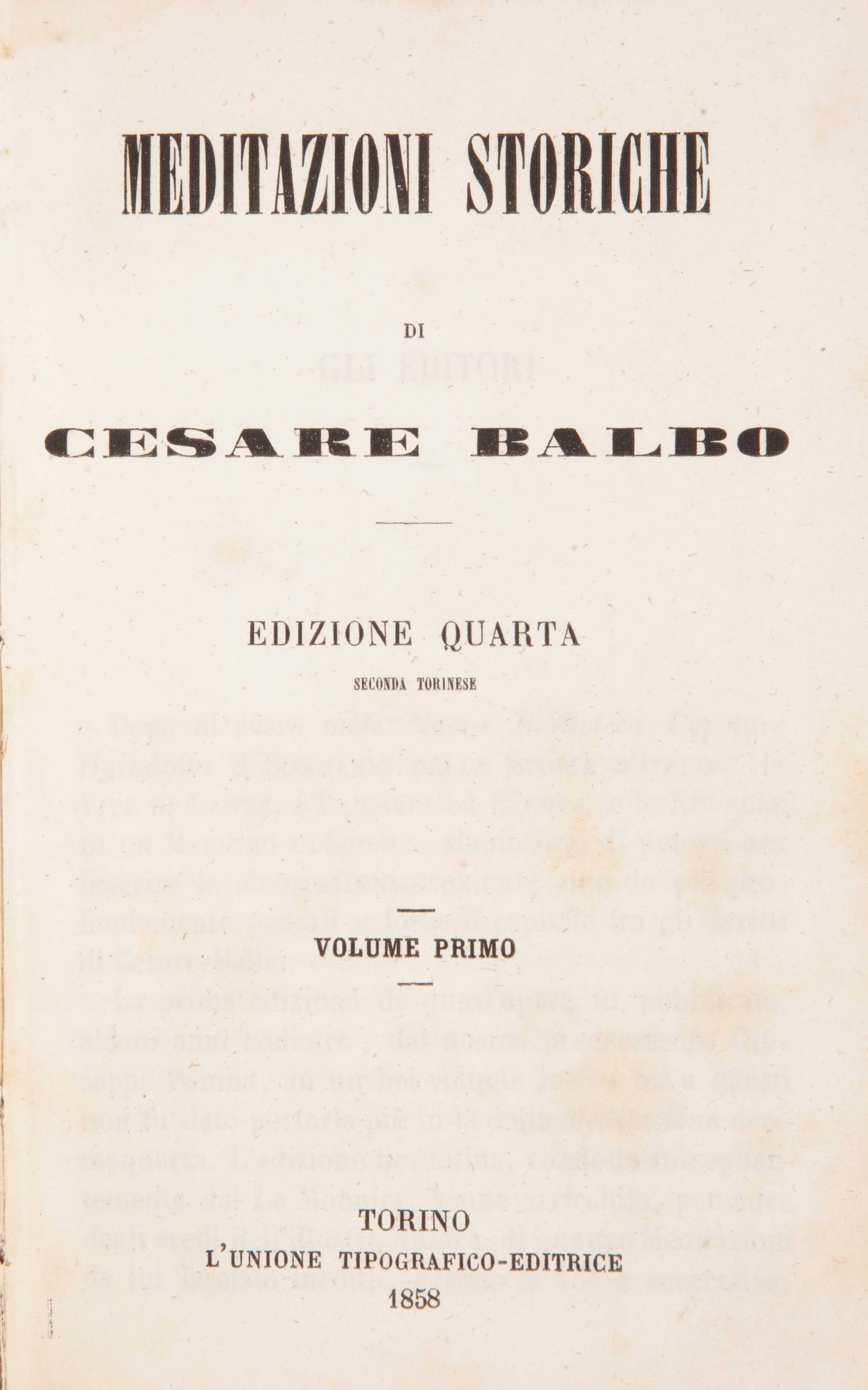 Tre Opere di Cesare Balbo - Sommario della Storia D'italia. Edizione Decima, le Monnier 1856; - d...