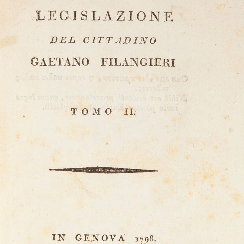 La Scienza della Legislazione del Cittadino Gaetano Filangeri. Scompleto: Solo Voll. II-III-V-VII...