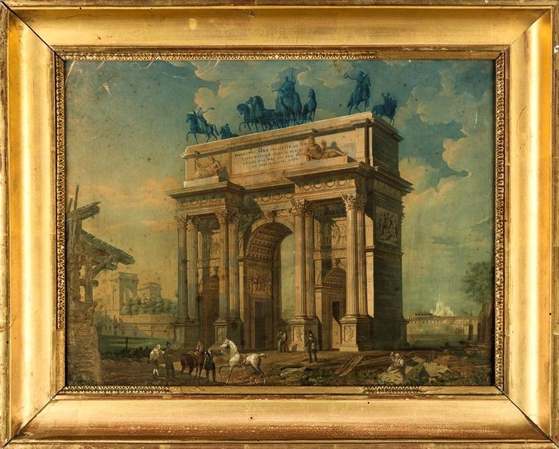 Giovanni Migliara - Arco della Pace con L'arena sullo Sfondo