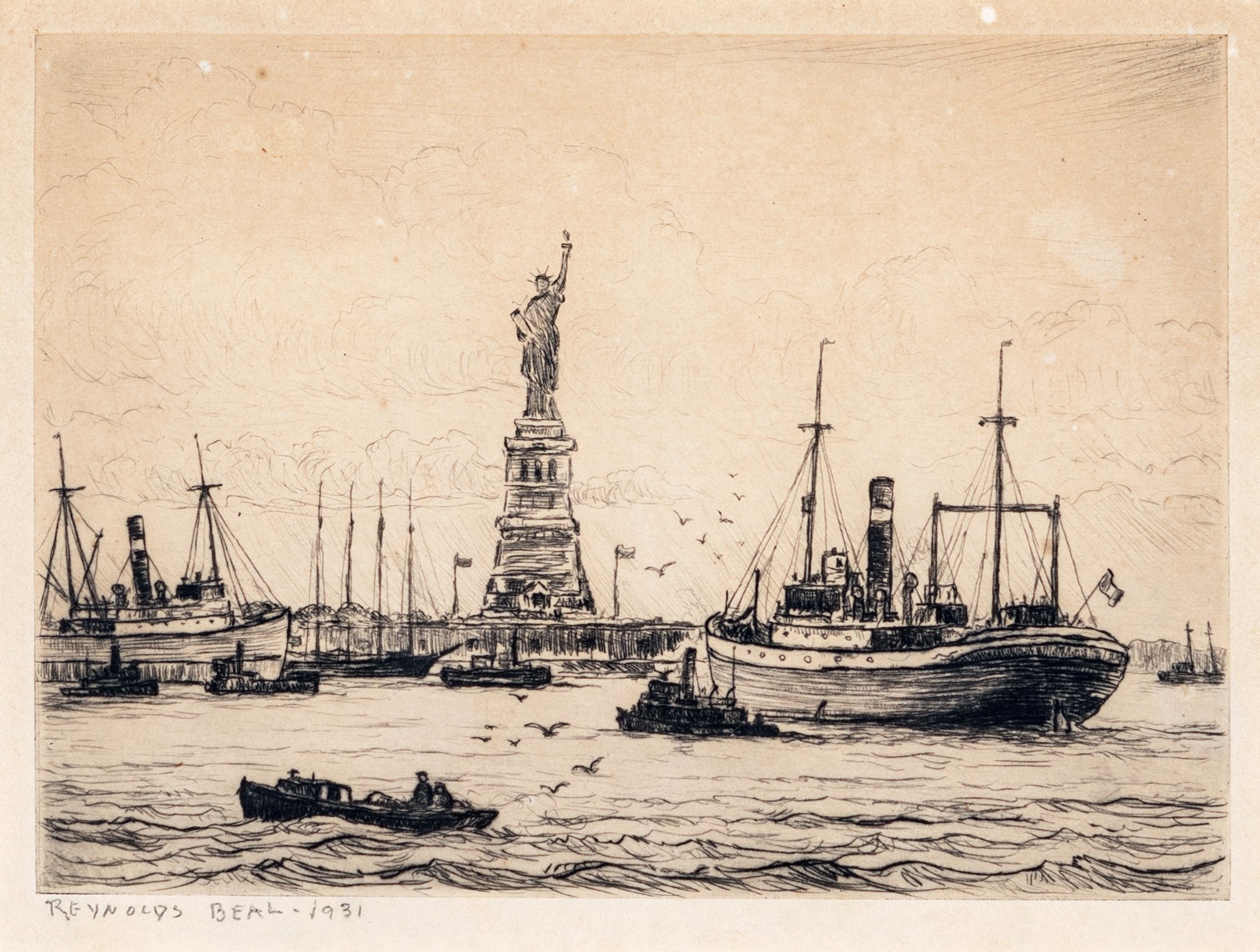 Beal Reynolds - Golfo di New York con la Statua della Libertà