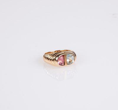 Anello in Oro, Acquamarina e Tormalina