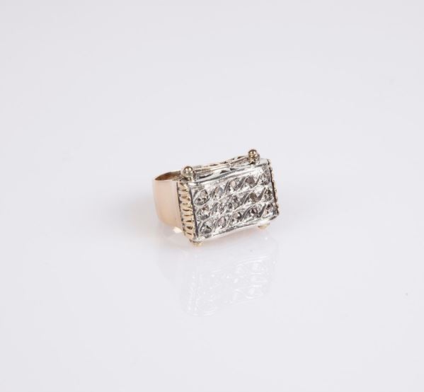 Anello a ponte in oro e diamanti