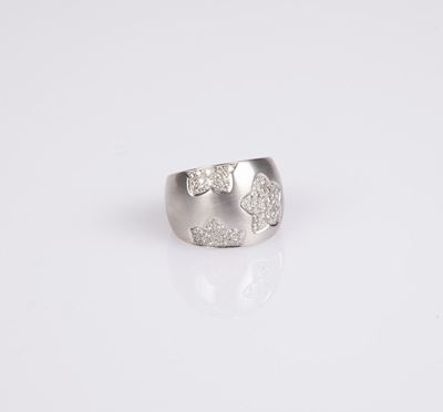 Anello a Fascia in Oro Satinato e Brillanti