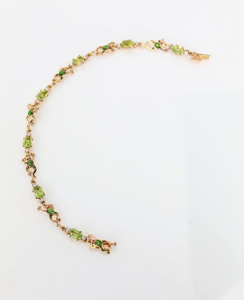 Bracciale Tartarughine in Oro, Peridoti e Brillanti