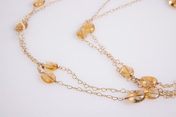 Collana laccio con quarzi citrini