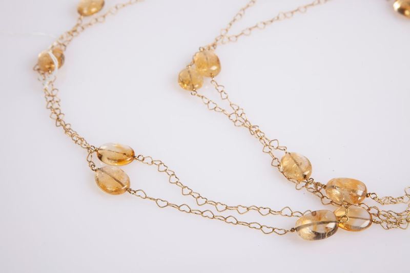 Collana Laccio con Quarzi Citrini