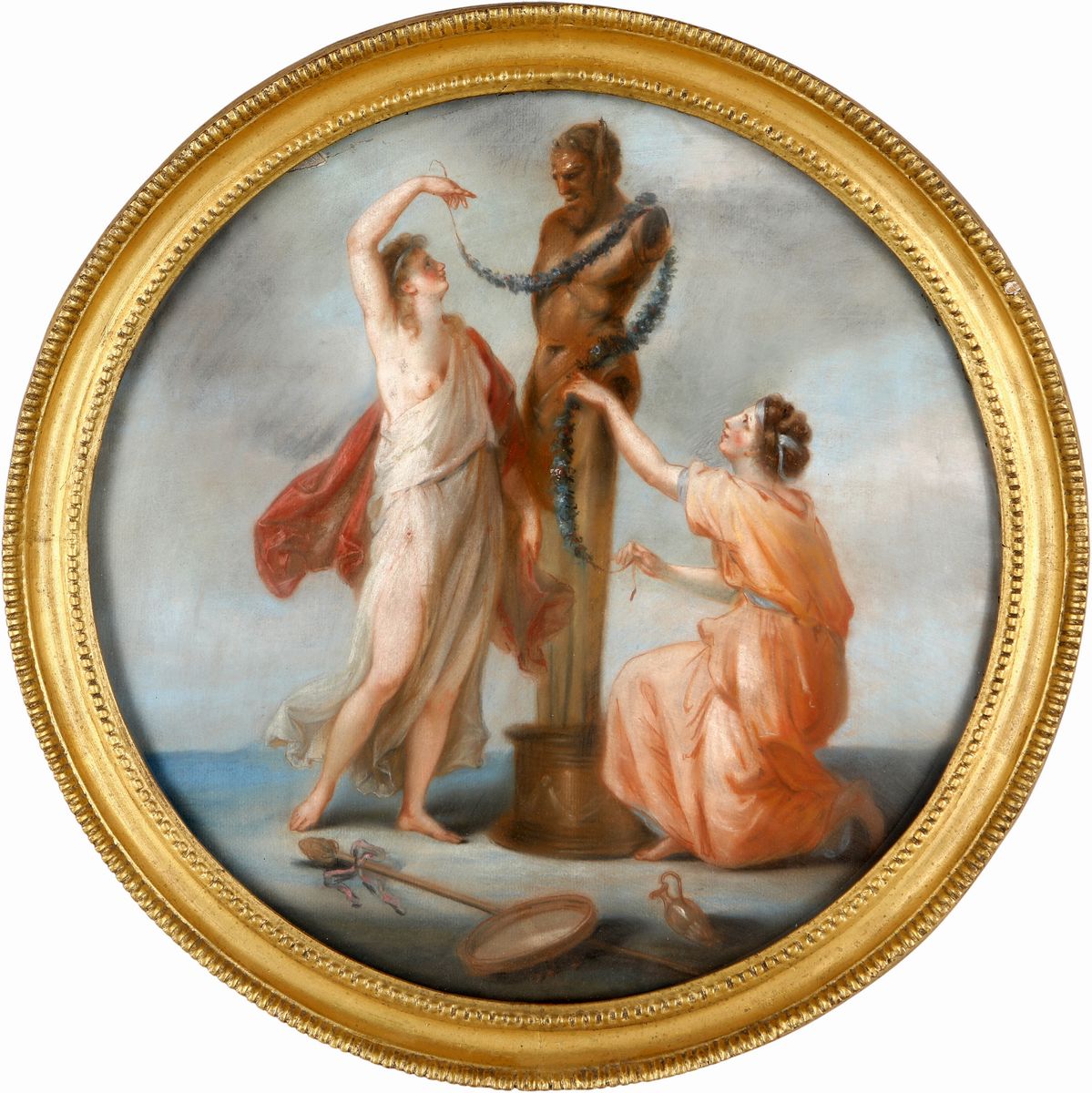 Pittore degli Inizi del XIX Secolo - A) Baccanti con L'erma di Dioniso B) Eros Addormentato