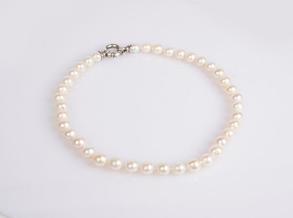Collana di perle freshwater e argento