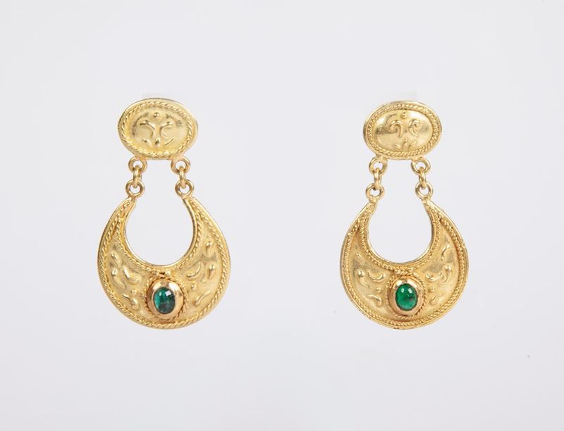 Orecchini in Oro e Tormalina Cabochon