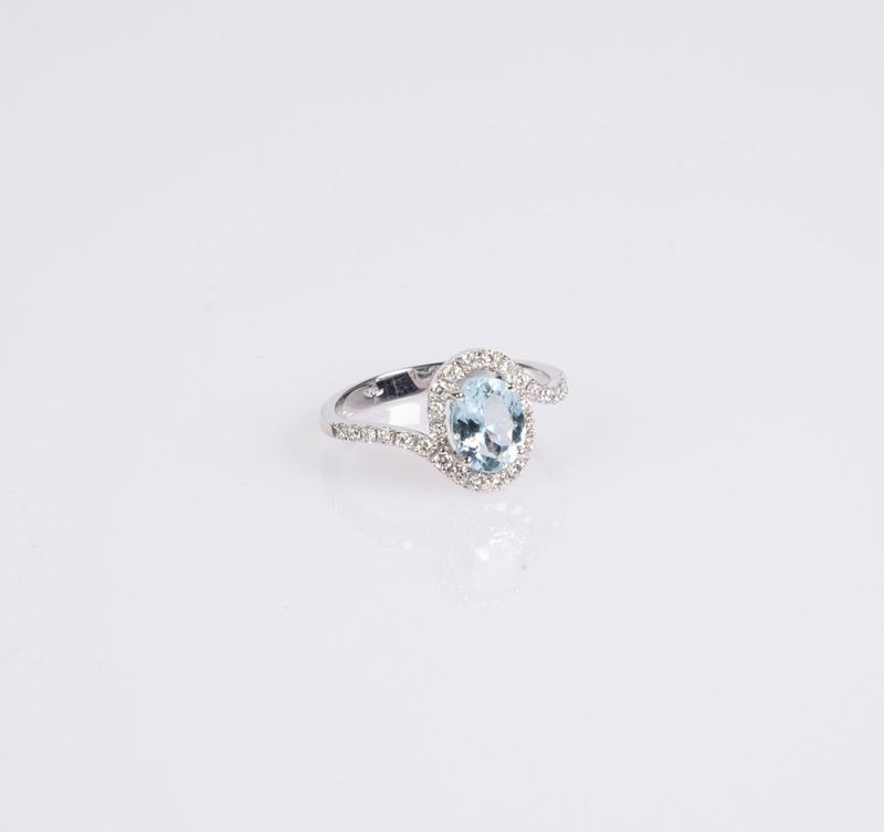 Anello in Oro Acquamarina e Brillanti