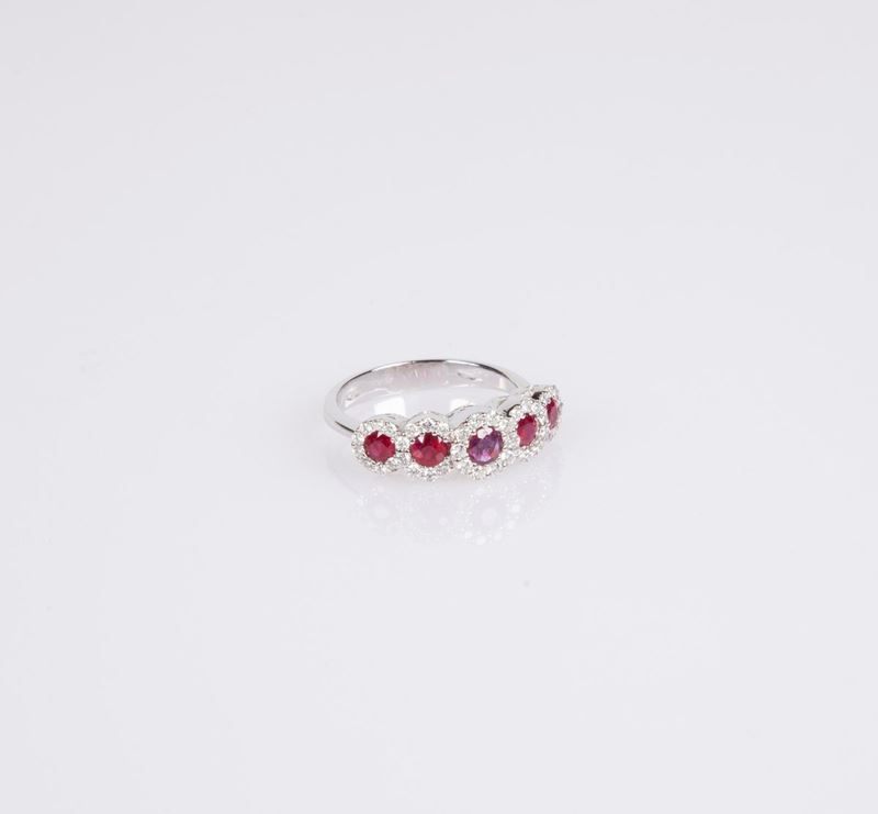Anello in Oro Brillanti e Rubini