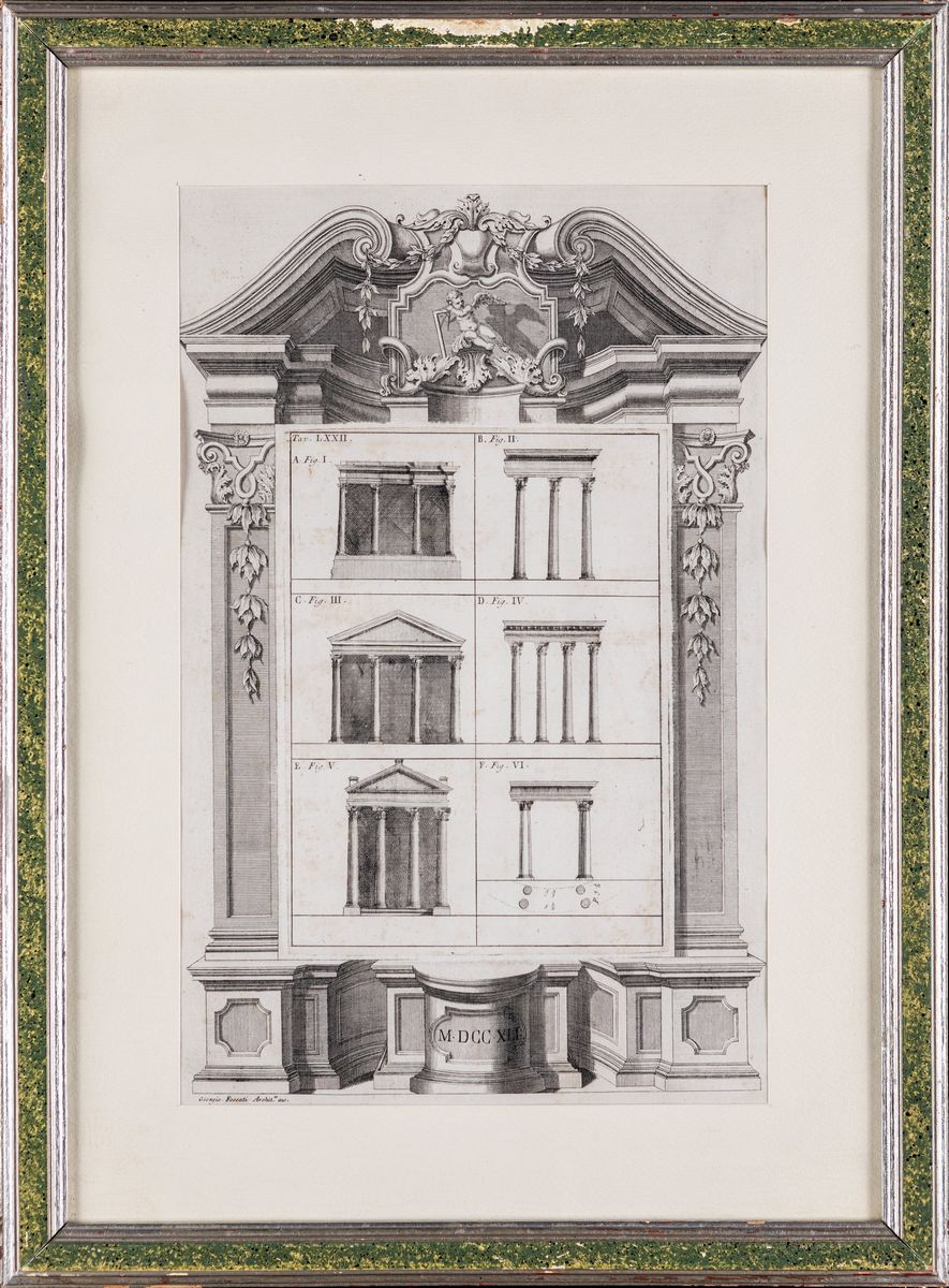 Giorgio Domenico Fossati - Tre Incisioni Raffiguranti Prospetti Architettonici