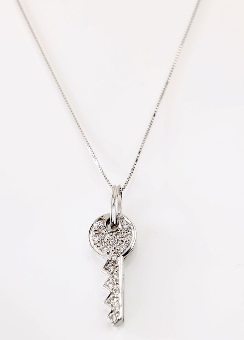 Pendente Chiave in Oro e Brillanti