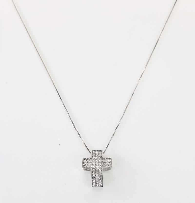Pendente a Croce in Oro e Brillanti