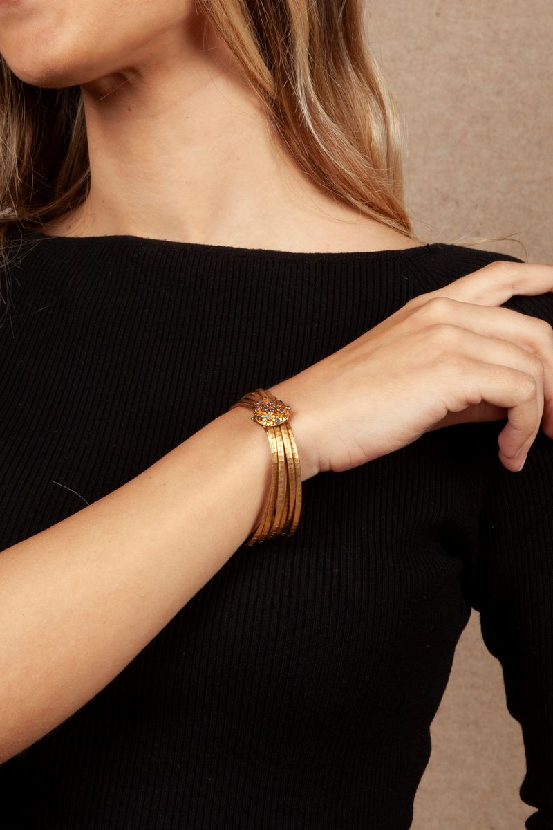 Bracciale a Sette Fili in Oro e Zaffiri