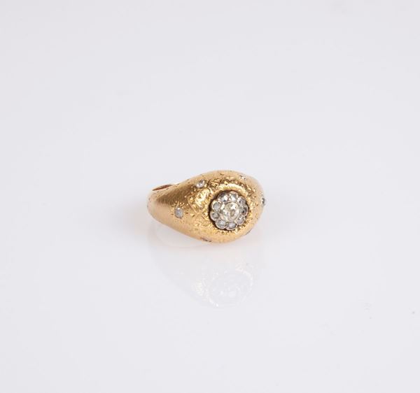 Anello chevalier in oro e brillanti
