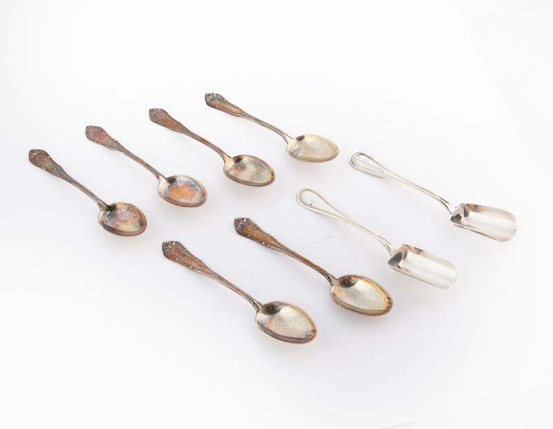 Sei Cucchiaini da Caffè e Due Palette da Zucchero