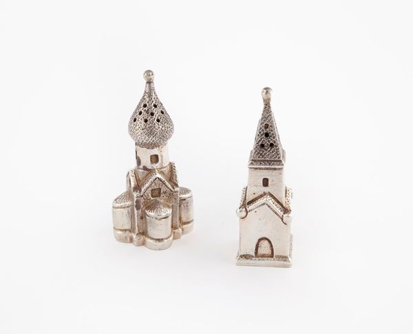 Coppia di saliere in argento 925/1000, argentiere Egidio Broggi Milano