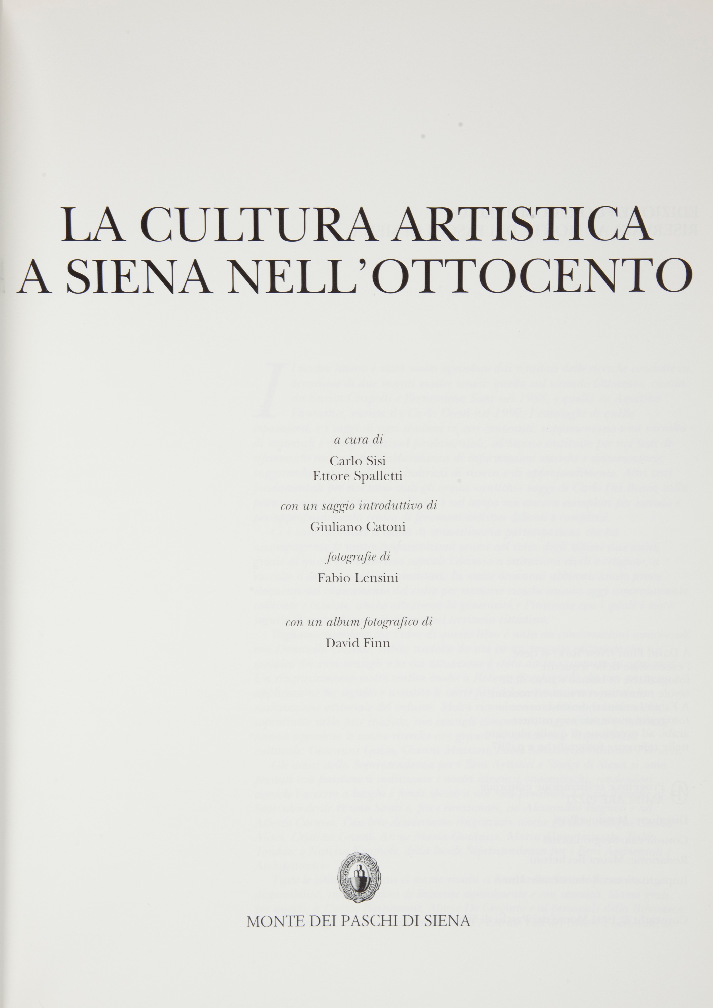 C. Sisi, E. Spalletti. la Cultura Artistica a Siena Nell'800