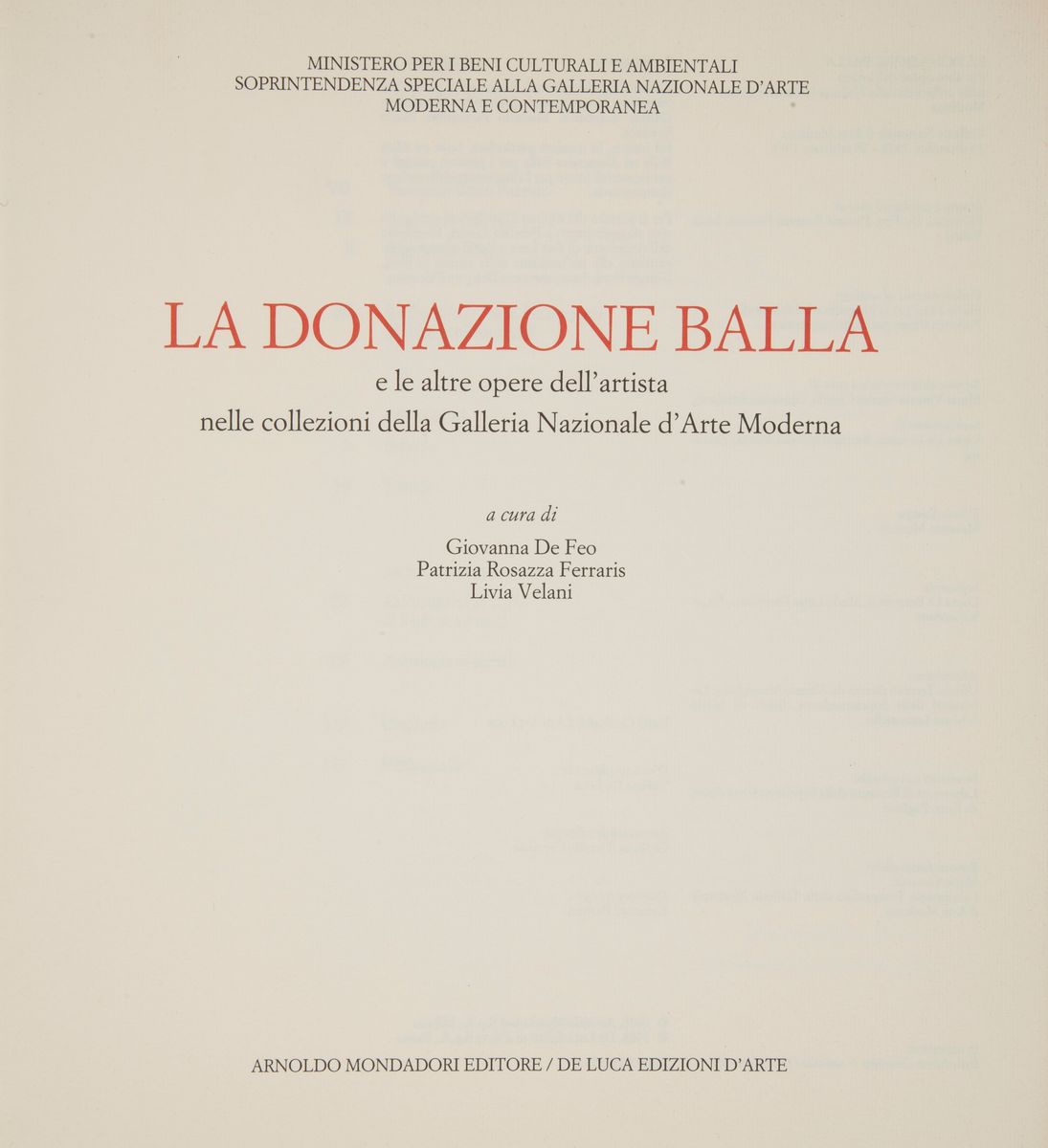 Giovanna De Feo. la Donazione Balla e le Altre Opere Dell'artista nelle Collezioni della Galleria...
