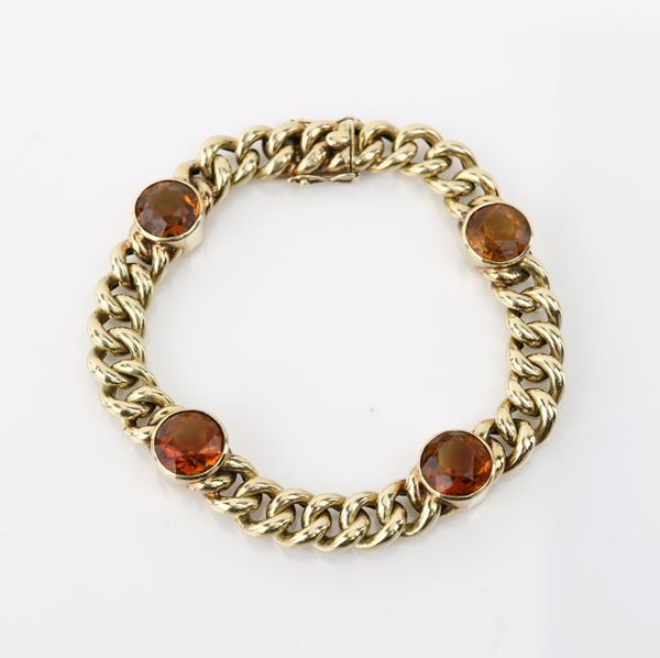 Bracciale in oro e quarzi citrini