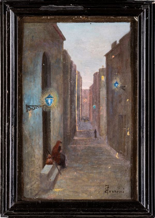 Pittore della seconda met&#224; del XIX secolo - Strada di paese