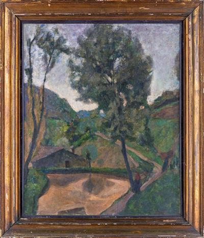Paesaggio con Alberi e Case