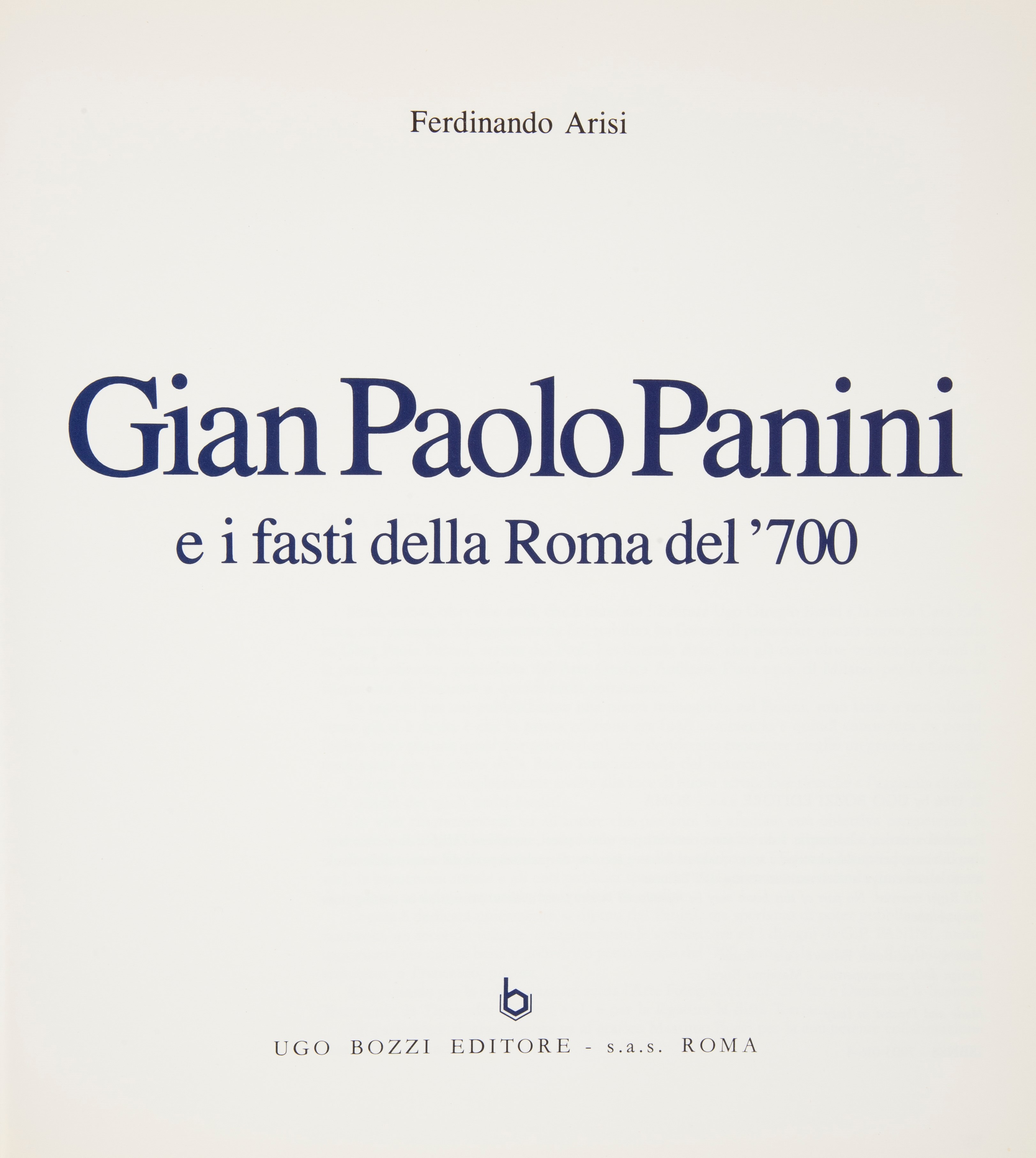 Ferdinando Arisi, Gian Paolo Panini e i Fasti della Roma del ‘700