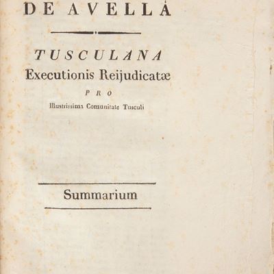 R. P. D. De Avella, Tusculana. Executionis Reijudicatae Pro Illustrissima Comunitate Contra Exc.m...
