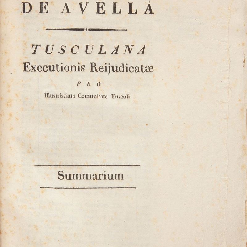 R. P. D. De Avella, Tusculana. Executionis Reijudicatae Pro Illustrissima Comunitate Contra Exc.m...