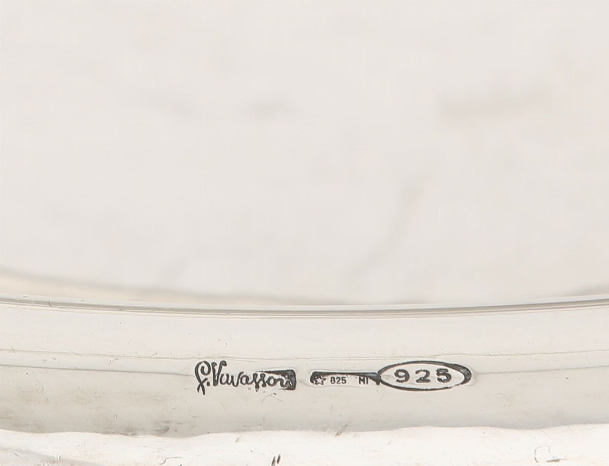 Centrotavola in Legno Rivestito in Argento 925, Argentiere G. Vavassori Milano