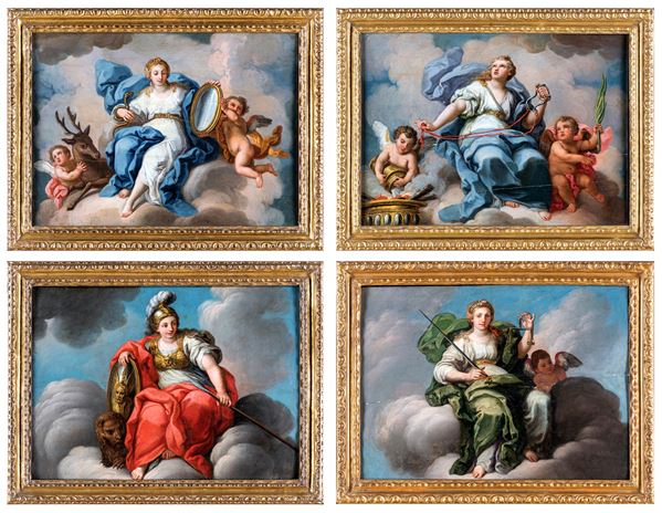 Pittore Romano del XVIII secolo - Rappresentazione delle quattro virtù cardinali