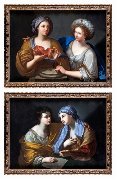 Coppia di Dipinti con Allegorie delle Arti