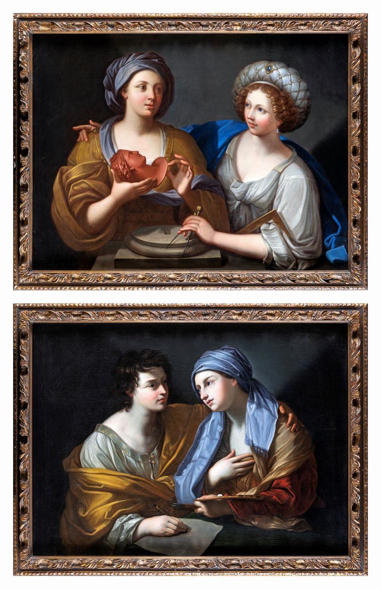Guido Reni - Coppia di Dipinti con Allegorie delle Arti