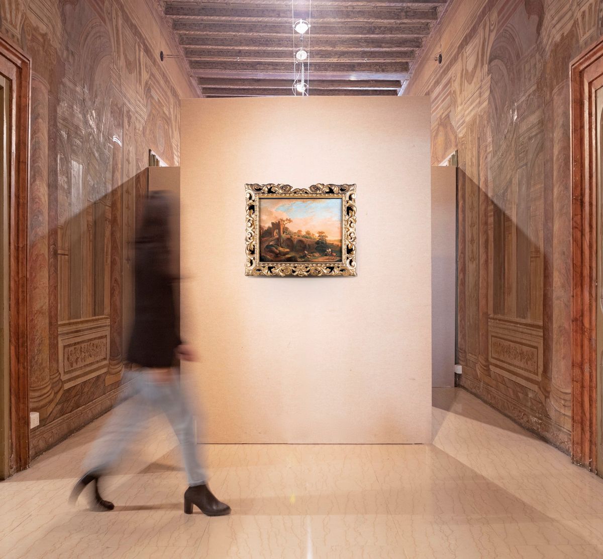 Pittore Romano del XVIII Secolo - Veduta di Paesaggio con Ponte