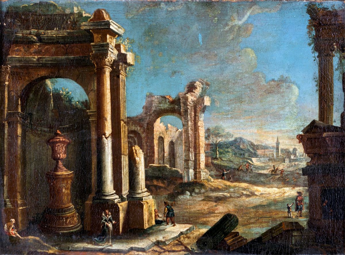 Scuola Romana del XVIII Secolo - Capriccio Architettonico