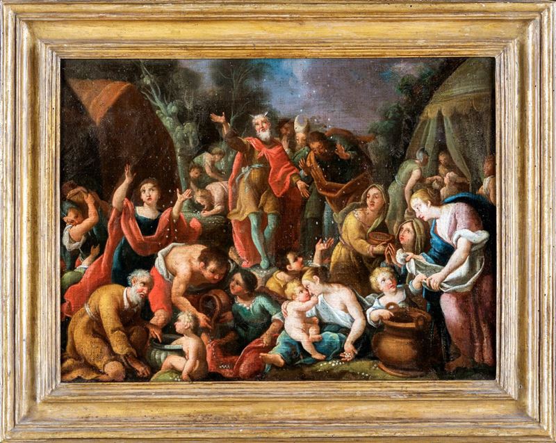 Scuola Romana del XVIII Secolo - Mosè e la Manna