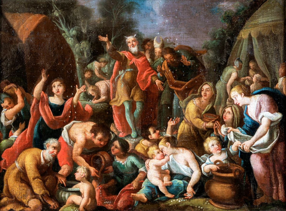Scuola Romana del XVIII Secolo - Mosè e la Manna
