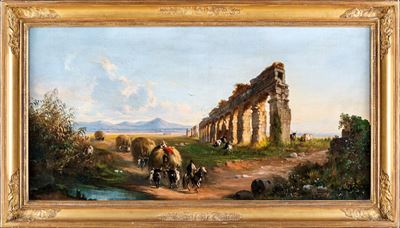 Paesaggio con Rovine e Balle di Fieno