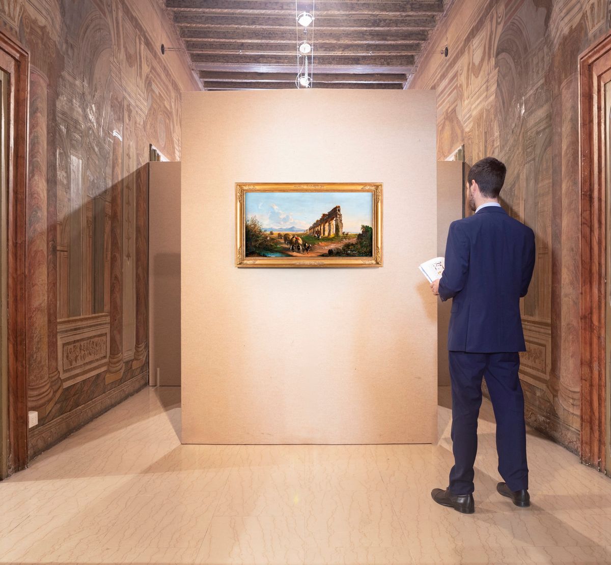 Vincenzo Giovannini - Paesaggio con Rovine e Balle di Fieno