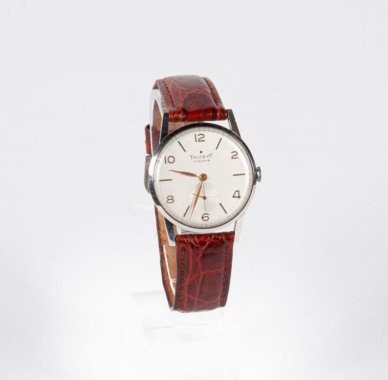 Thusyt - Orologio da Polso a Carica Manuale da Uomo in Acciaio. Anni '50