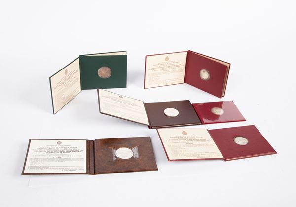 Lotto 6 monete: 2 monete 500 Lire 1976 e 3 monete 1.000 Lire 1977, 1979 e 1980 San Marino; 500 Lire Sede Vacante 1958 Città del Vaticano