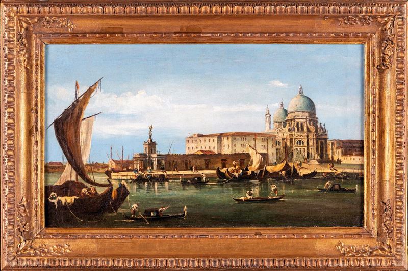 Scuola Veneta del XVIII Secolo - Veduta di Venezia con Santa Maria della Salute