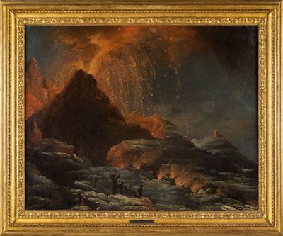 Vulcano in Eruzione in un Paesaggio Invernale
