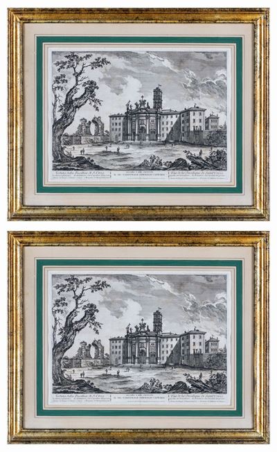 A) Veduta del Palazzo Mattei B) Veduta della Basilica di S.croce
