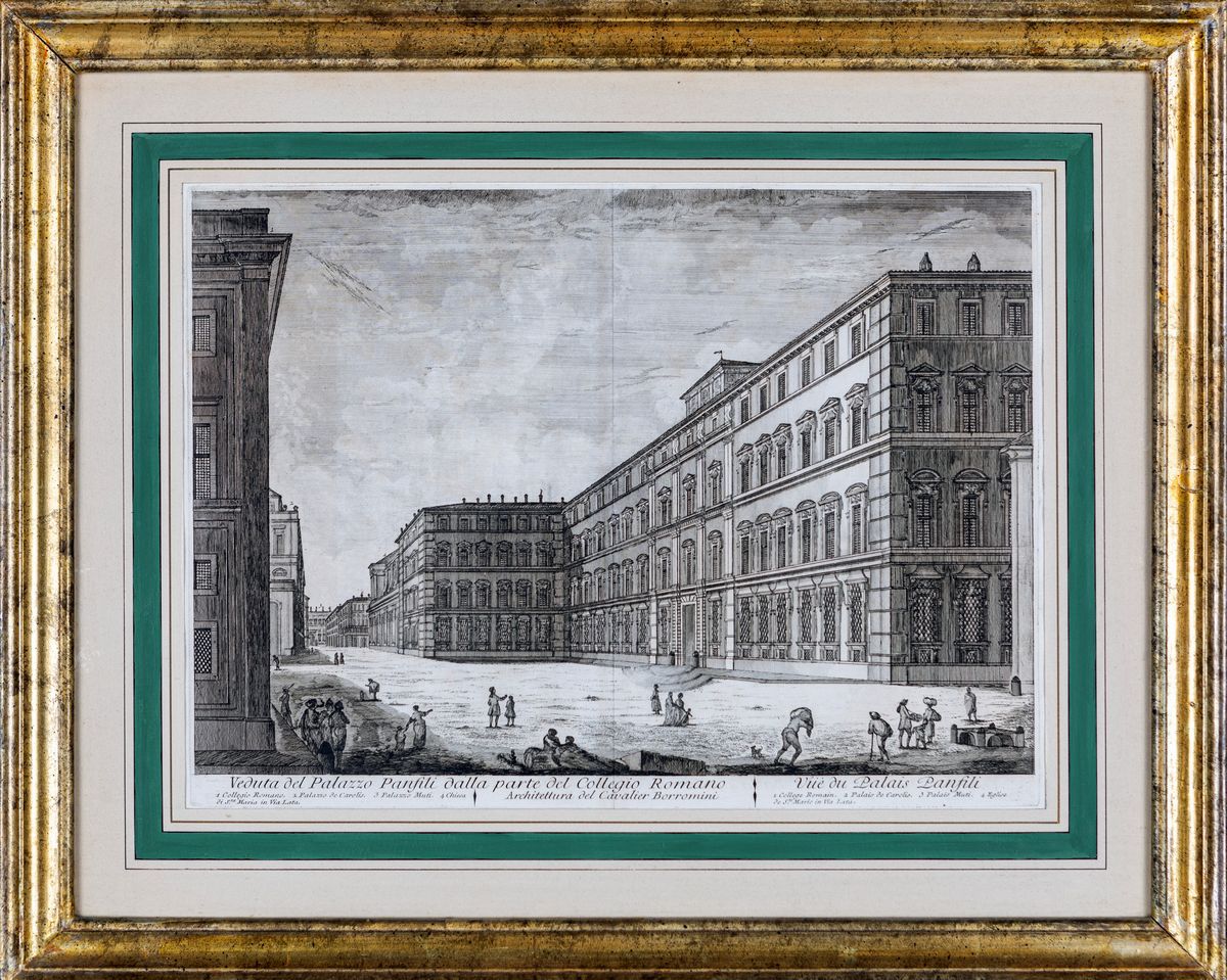 Jean Barbault - A) Veduta di Palazzo Madama B) Veduta del Palazzo Panfili dalla Parte del Collegi...