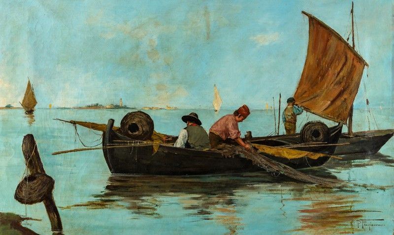 Pietro Fragiacomo - Pescatori nella Laguna Veneziana