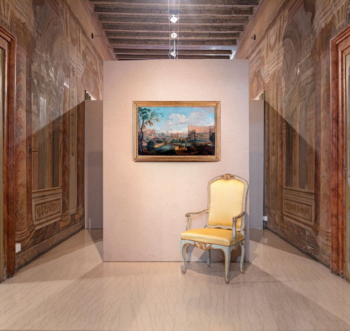 Scuola Romana del XVIII Secolo - Veduta con Arco di Costantino e Colosseo