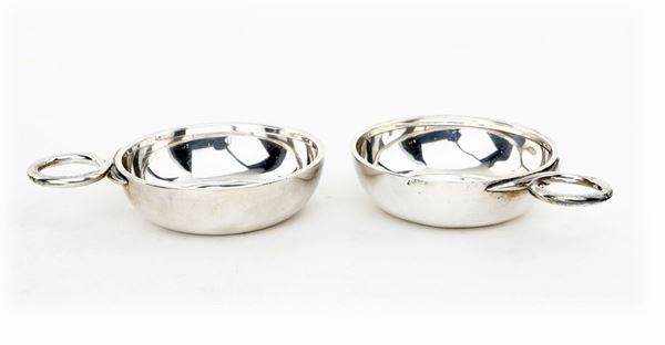 Coppia di piccoli tastevin in argento 925, Bulgari